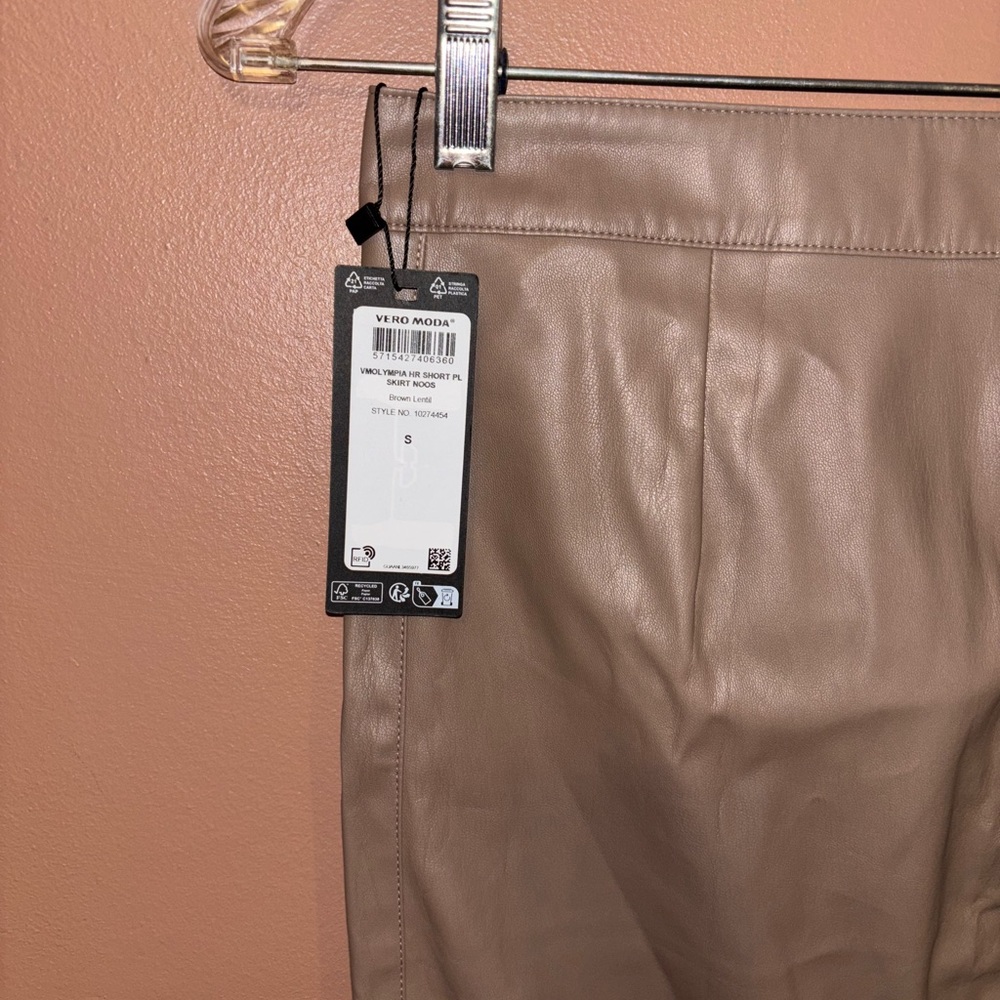 NWT VERA MODA BROWN LENTIL SKIRT SZ SMALL VMOLYMPIA YMPIA HR SHORT PL  NOOS - Picture 2 of 8